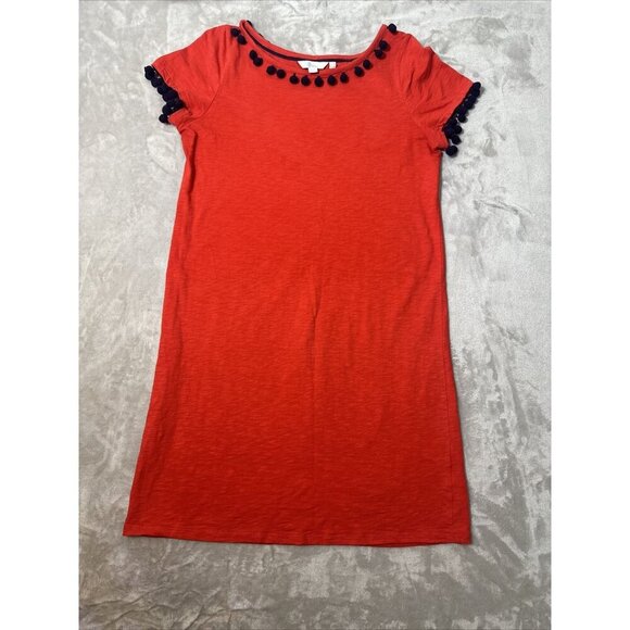 Boden Dresses & Skirts - Women’s Boden T-shirt Dress Red Orange Pom-Pom Size 8